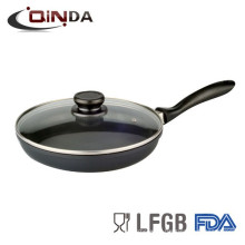 Large die casting non-stick coating aluminum frying pan with glass lid